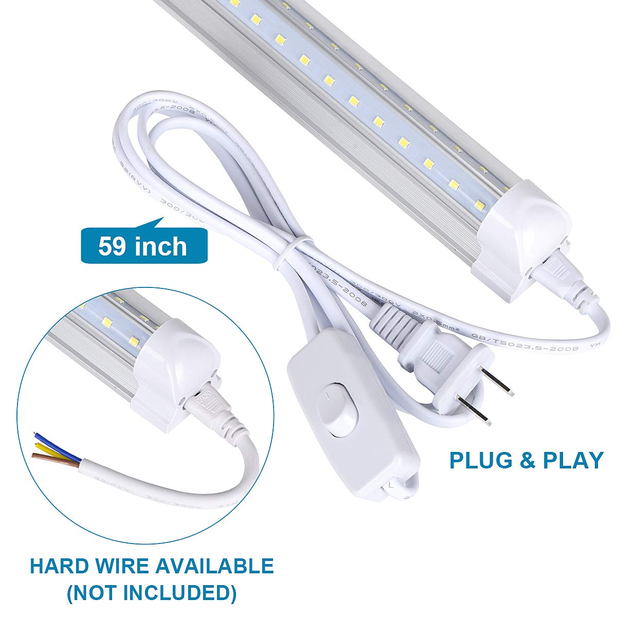 Douyidou (12-Pack) 8Ft Led Shop Light Fixture, 100W 15000Lm 6000K, Cold White, V Shape, Clear Cover, Hight Output, Linkable Shop Lights, T8 Led Tube Lights For Garage 8 Foot With Plug